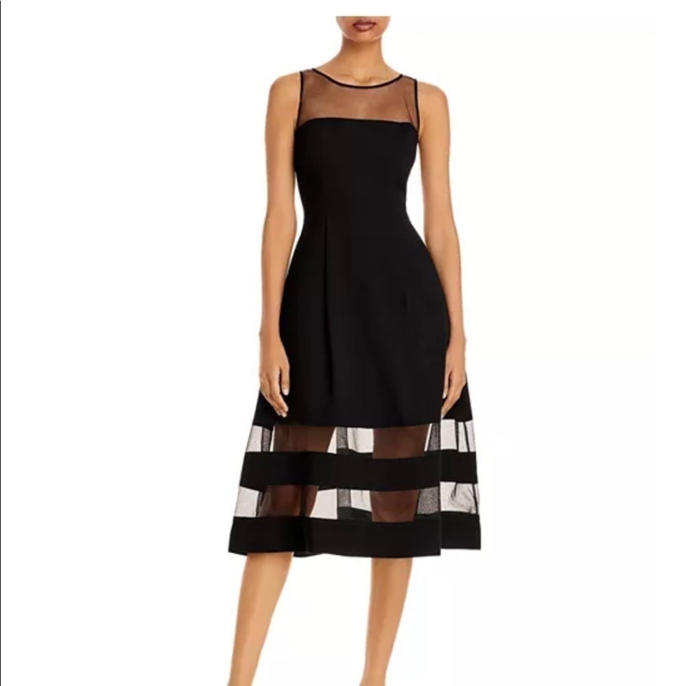 Aidan Mattox Illusion Fit-and-Flare Dress